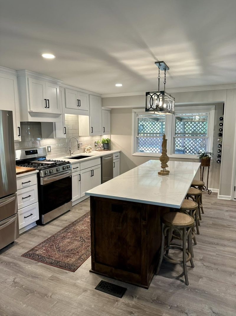 Kitchen with quartz-topped island, Middle Tennessee