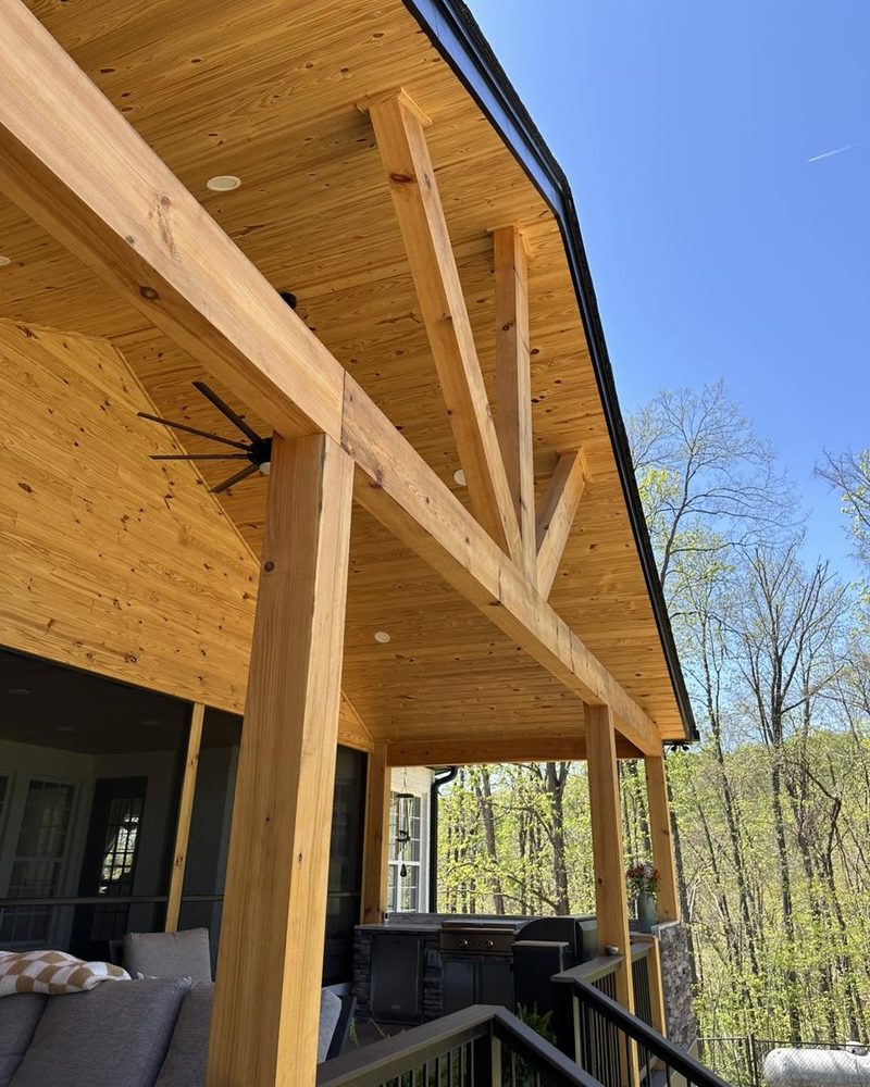 Timber-frame porch and outdoor kitchen, Middle Tennessee